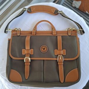 Weaver West Equestrian Canvas Leather Travel Briefcase Satchel Laptop Bag NWOT